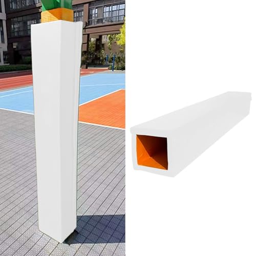 Outdoor Pole Padding Covered on All Sides, Square Basketball Pole Pad Fit 4x4 5x5 6x6 8x8 in Posts, Gym Garage Basement Pole Wrap Protection Barrier(White,4"x4"(10x10cm) Pole)