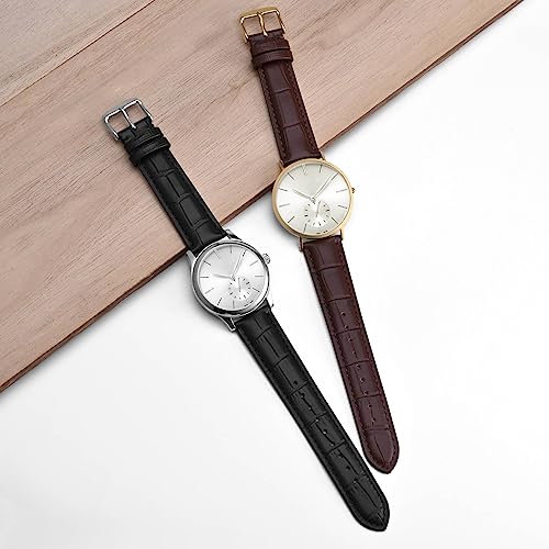 BISONSTRAP Watch Straps, Alligator Embossed Leather Watch Bands, Band Width- 18mm 20mm 22mm 24mm