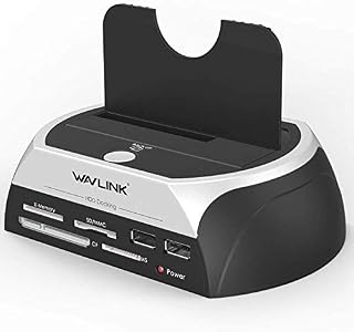 WAVLINK USB 2.0 to SATA External Hard Drive Docking Station for 2.5/3.5 Inch SATA/HDD/SSD, 2 USB 2.0, TF & SD & MS Card, Support Backup/UASP Functions,Tool-Free Installation [ 8TB ]