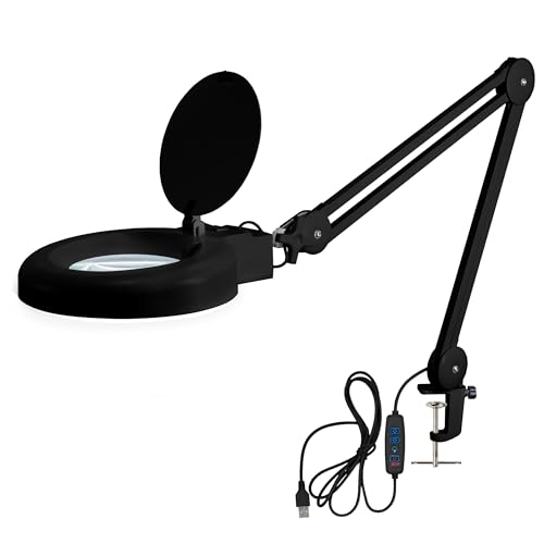 Neatfi LED Magnifying Lamp, 1200 Lumens, 2.25X Magnification (Black)