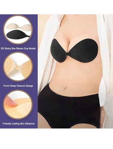AKHIRAH Women's & Girl's Strapless Push Up Wire Free Stick On Invisible Bra (Free-Size) - Image 5