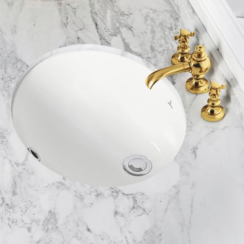 SmartSylva Ovale Unterbau-Waschbecken, 43,5 x 35,6 cm, Keramik, Waschbecken mit Überlauf, weiße