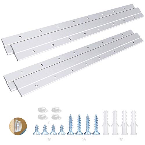 Image of French Cleat Picture Hanger 18 Inches - 2 Pairs - Aluminum Z Hanger Supports 90lbs - Interlocking Wall Mounting Bracket Hardware Kit for Hanging Mirrors, Picture, Shelf, Whiteboard, Art, Frames