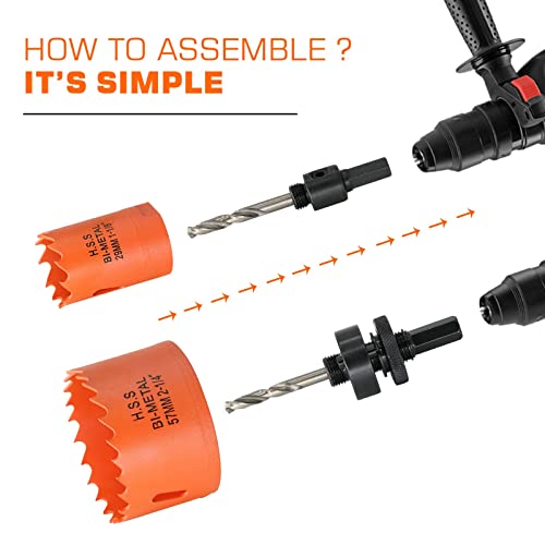 Vikiton Hole Saw Kit Bi Metal With Case, General Purpose Size From 3/4'' To 2-1/2'', Hole Saw Set For Metal, Wood And Plastic, With Clean And Smooth Cutting Edge, Fast Chip Removal. #TOP6