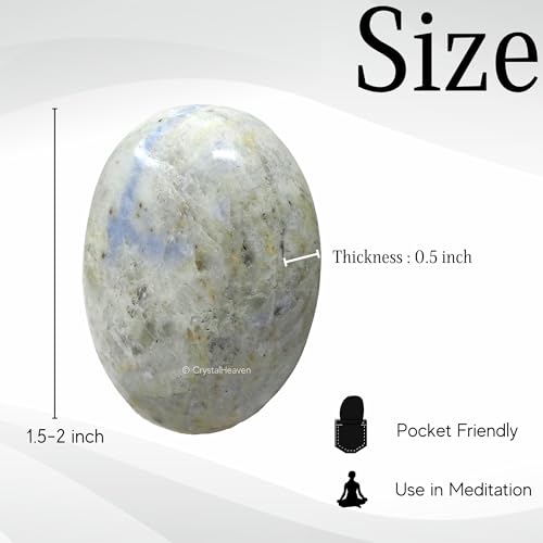 Image of Hackmanite Crystal Palm Pebbles Stones for Anxiety Stress Relief Massage - AAA Grade Original Healing Gemstone Agate Palm Stone for Yoga Meditation Spiritual Reiki Feng Shui