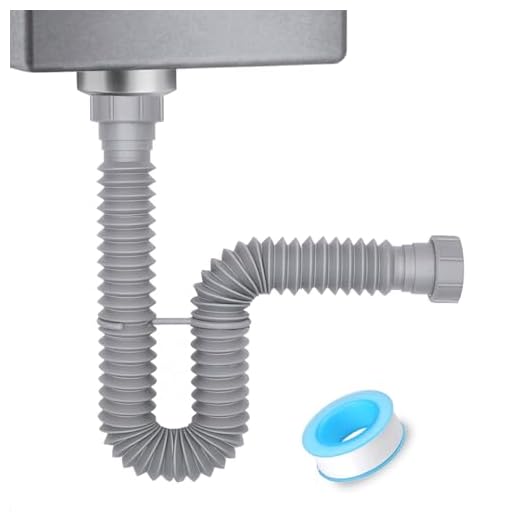 Cinsda Flexible Sink Drain Pipe, 1-1/2 P-trap with Adapter, Expandable Tubular Drain Tubing Pipe, Adjustable P Trap for Kitchen Sink Drain & Garbage Disposal