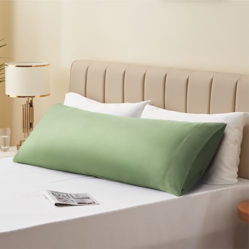 Image of BEDELITE Body Pillow Pillowcase, Rayon from Bamboo, Sage Green, 20 inchx54 inch