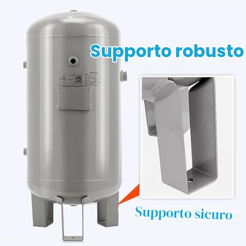 Serbatoio per compressore d'aria, grande design verticale per un efficiente stoccaggio dell'aria, ideale per la manutenzione di pneumatici di camion e auto