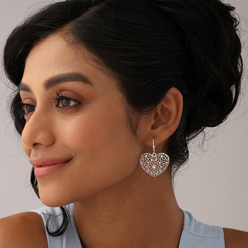 Image of TRUESILVER ACPL 925 Sterling Silver BIS Hallmarked Designer Drop & Dangle Leverback Earrings for Women