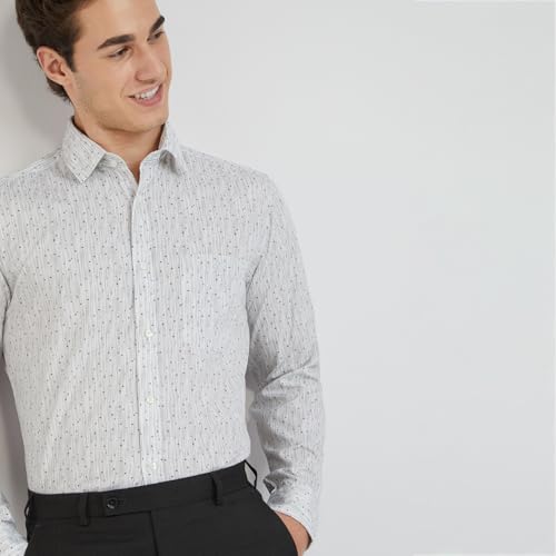 Image of Raymond Men's Pure Cotton Print Pattern Slim Fit Regular Collar Full Sleeve Casual Shirt