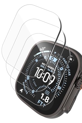 Yaekea 3 Pack Compatible with Apple Watch Ultra 3/2/Ultra Screen Protector 49mm Tempered Glass Film Ultra-Thin HD Anti-Scratch Upgrade Film for iWatch Ultra 3/2/Ultra 49mm