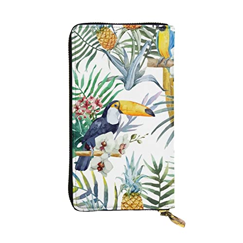 Portefeuille femme feuilles tropicales avec multi-compartiments pour cartes et monnaie