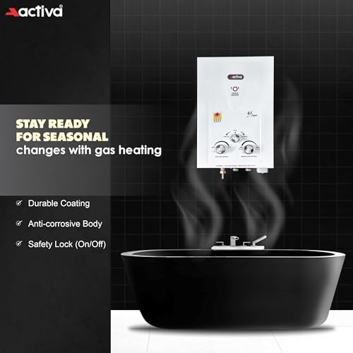 Image of ACTIVA 6 LTR Instant pure Copper LPG Gas Water Heater with Anti Rust Coating Geyser ISI Approved Saves Geyser from Corrosion by Water 1 year warranty (Aqua Ivory)