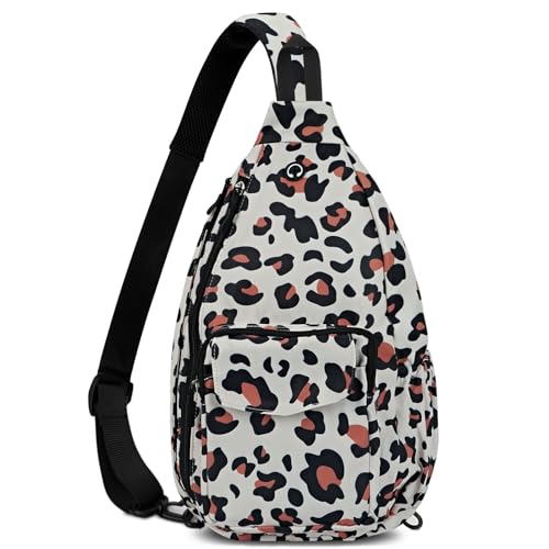 Duryarhall Sling Bag for Women Crossbody Chest Bag Convertible from Left to Right, Water Repellent Gym Backpack, Anit Theft, Leopard Small - image 1