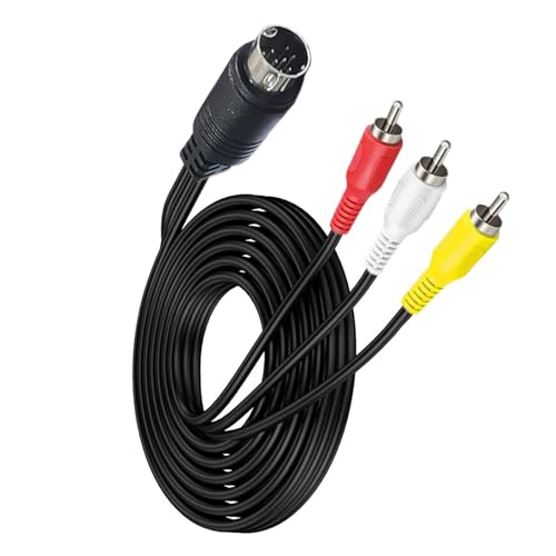 KHZen Cable S-Video Small DIN 10pin Male A 3RCA Cable Video Conexión Cable 1.8m para Dispositivos Auditivos Y Video