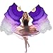 TRIMODI 1 Pair(Left+Right) Women Hand Made Real Silk Belly Dance Fan Veils, Giadient Color Length 180cm Width 90cm (Purple White)