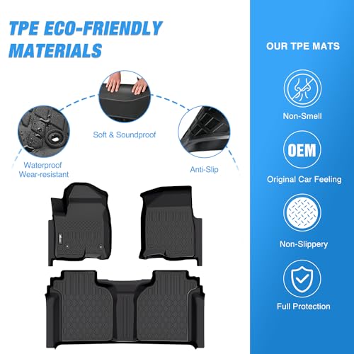 Image of Nilight Floor Mats for Chevy Silverado GMC Sierra 1500 Crew Cab 2019-2026 | Silverado GMC Sierra 2500HD 3500HD 2020 2021 2022 2023 2024 2025 2026 All Weather Custom Fit Heavy Duty Floor Liners