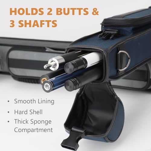 Funda rígida para taco de billar 2X3, funda de nylon para 2 tacos con 2 bolsillos para accesorios miniatura 2