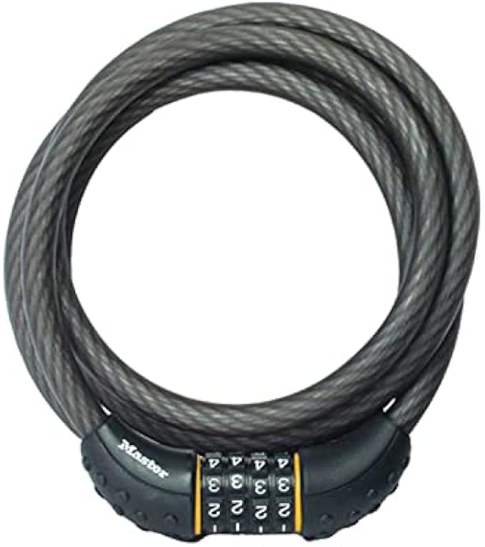 Master Lock Cable Lock, Set Your Own Combination Bike Lock, 6 ft. Long, Black