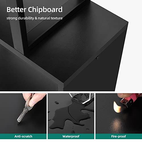 YITAHOME Geometric Bookshelf, 5-Tier Bookshelf S-Shaped Bookshelves, Modern Geometric Bookcase Freestanding Multifunctional Storage Shelving for Living Room Home Office, Black - Image 6