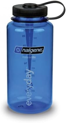 Nalgene Tritan Wide Mouth BPA-Free Water Bottle, Blue w/Black Cap...