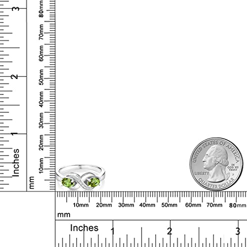 Gem Stone King 925 Sterling Silver Oval Peridot and White Moissanite Engagement Ring For Women (1.07 Cttw, Gemstone Birthstone, Available In Size 5, 6, 7, 8, 9)3