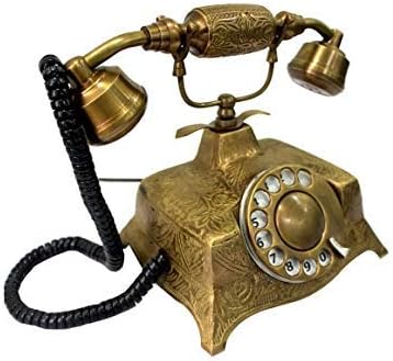 Decorative Antique Maharaja Telephone – Brass Rotary Dial, Functional Office Phone