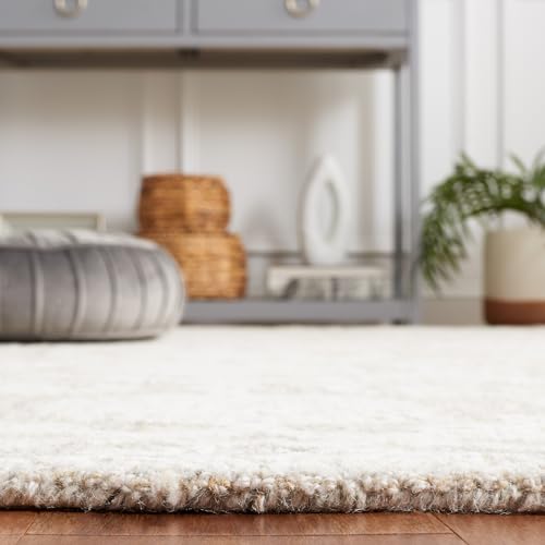 Image of SAFAVIEH Area Rug 8x10 - Ebony Collection - Large - Grey & Ivory, Handmade Wool, Ideal for Living Room, Bedroom, Office, Dining Space (EBN111F)