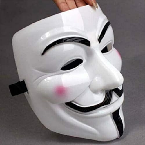 FAVELA Anonymous Face Mask - Hacker Face Mask for Boys | V for Vendetta Face | Guy Fawkes Mask | White Face Mask | Cosplay Mask | Birthday Mask for boys | Happier Mask