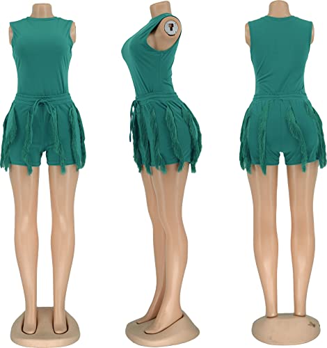 Vakkest Women Short Sleeve Color Block 2 Piece Tracksuit Set Stacked Flare Pants Ruffle Leggings Activewear Jumpsuit Green #TOP2