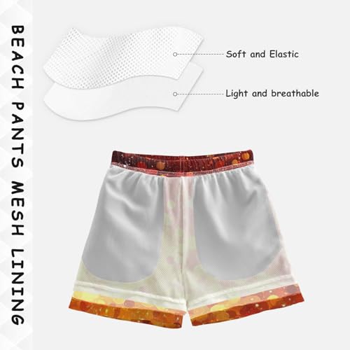 Pigsaly Boys Swim Trunks Red Yellow Orange Gradient Flashing Glitter Boys Board Shorts Swimsuit Swimwear Bathing Suit 4T4