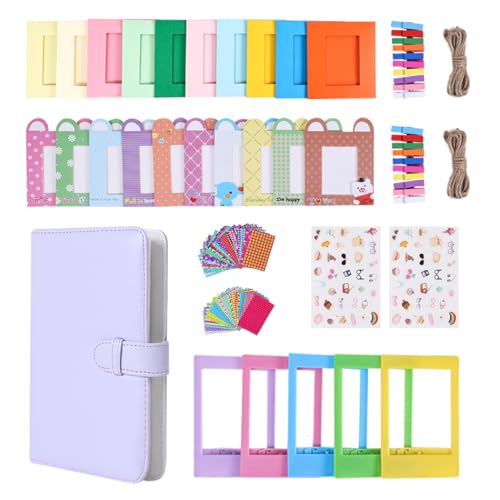 Kit d'accessoires pour appareil photo instantané compatible avec Fujifilm Instax Mini 9, 8, 11, 12, 70, 90, avec mini album photo, cadres de film, cadres muraux, autocollants de border (violet)