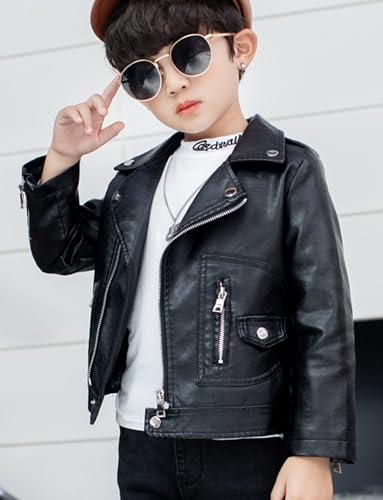 Happy Cherry Girls Faux Leather Jacket for Kids Motorcycle Biker Leather Jackets PU Spring Autumn Outerwear4