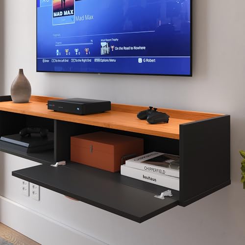 Rack Para Tv Suspenso Home Bancada Flutuante Sala Quarto (Preto Nature)