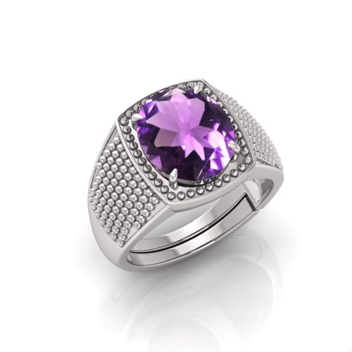 Bague en améthyste cadeau idéal mixte avec anneau réglable argenté