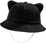 Taidor Unisex Packable Bucket Hat Cat's Ears Sun Hat for Kids Black