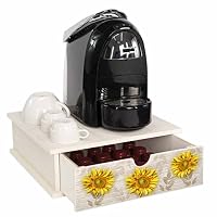 Organizer à Capsules De Café En Bois Verni Blanc - 33x33x11 Cm - Tiroir Amovible - Compatible Toutes Marques - Lupia