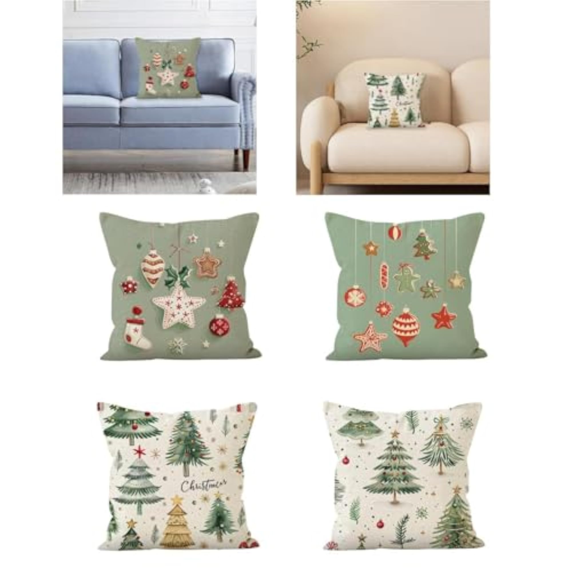 3x Christmas Pillow Cover Decorative Pillowcase