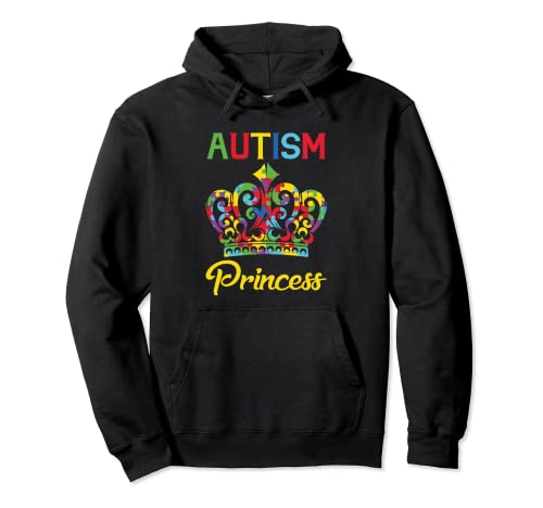 Autismo Principessa | Puzzle autistico | Sostenere la consapevolezza dell'autismo Felpa con Cappuccio
