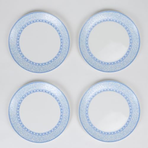 Image of GOLDEN QUEEN'S 18 Piece Dinner Set - Serving 6 | Perfect for Hosting and Daily Meals | Microwave Safe | Includes 6 Dinner Plates, 6 Small Bowls & 6 Side Plates (Blue & White Florals)
