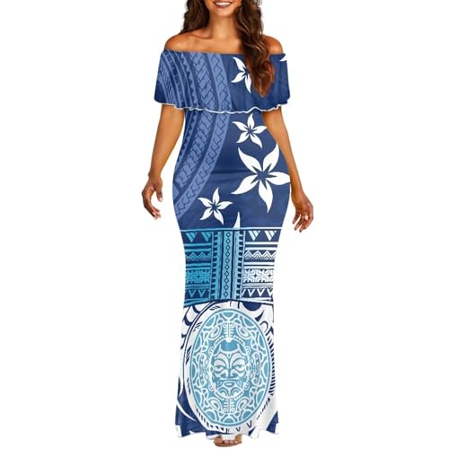 Image of Polynesian for Women S-7XL Off Shoulder Maxi Dress Hawaiian Summer Dresses