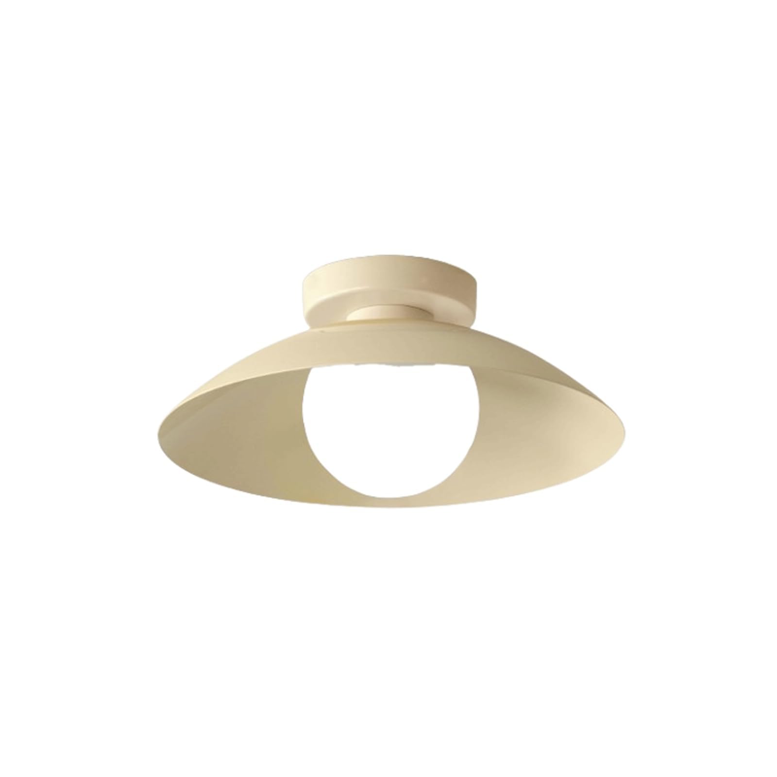 BKEKM Mid-Century Modern Flush Mount Ceiling Light, Metal Umbrella Close to Ceiling Lamp with Opal Glass Globe,Retro Nordic Light Fixture(Beige)