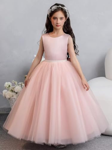 Tulle Flower Girls Dress for Wedding Pageant Ball Gowns Beaded Satin Princess Prom Party Dress2
