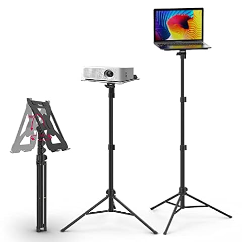 ULANZI Stojak do projektora z regulacją wysokości od 60 do 150 cm, aluminiowy stojak na laptopa ze składaną listwą nośną 3 kg, regulowany w zakresie 360° i 180°, przenośny stojak na nuty