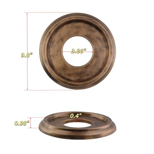 Image of PU Ceiling Medallions 2Pcs, 9.8 Inches x 3.86 Inches, Bronze Tone | Whole Cover Type, Fits 3.86 Inches Canopy, European Vintage Carving Style, Synthetic Foam Construction for Easy Installation
