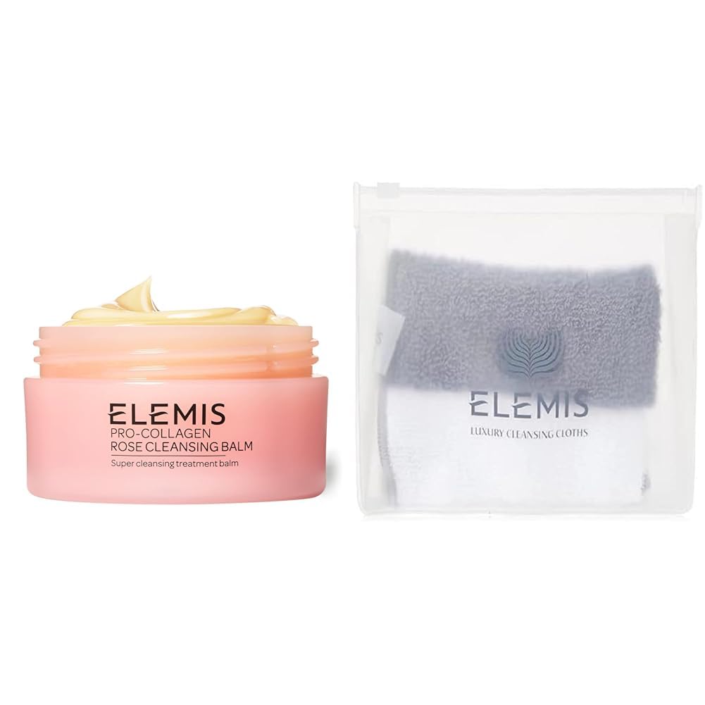 Bundle of Elemis Pro-Collagen Rose Cleansing Balm 50g + Elemis Luxury Cleansing Cloth Duo