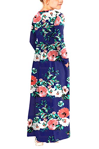 storeofbaby Girls Casual Maxi Floral Dress Long Sleeve Holiday Dresses with Pockets3