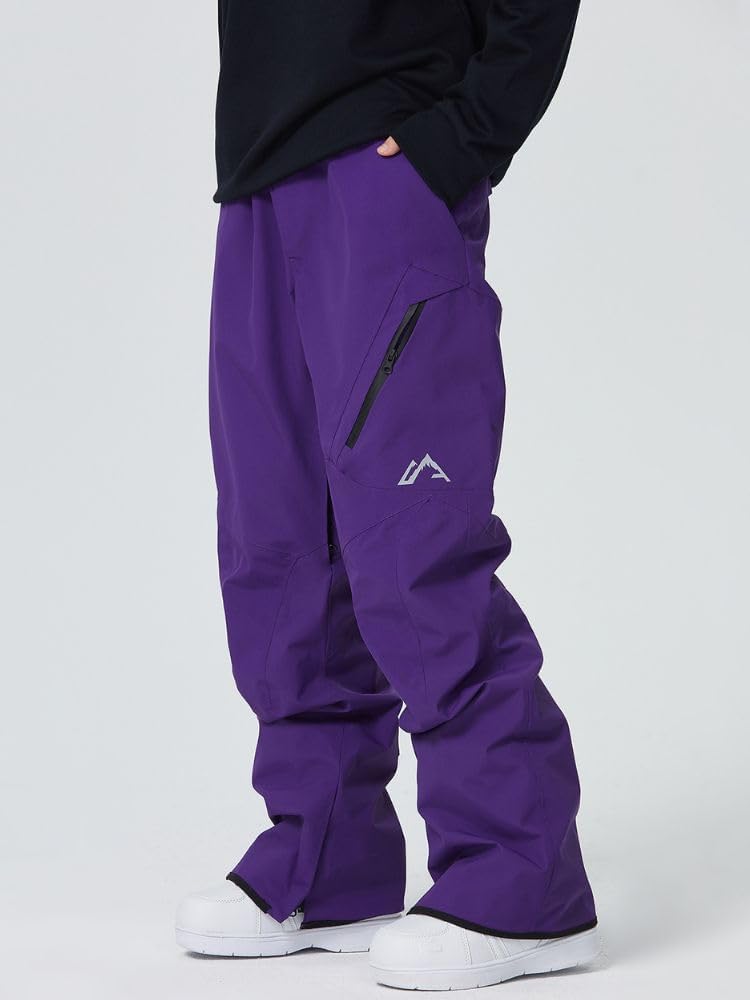 Women's Men's Snow Pants Side Zipper Straight Skiing Pant Snowboarding Waterproof Windproof