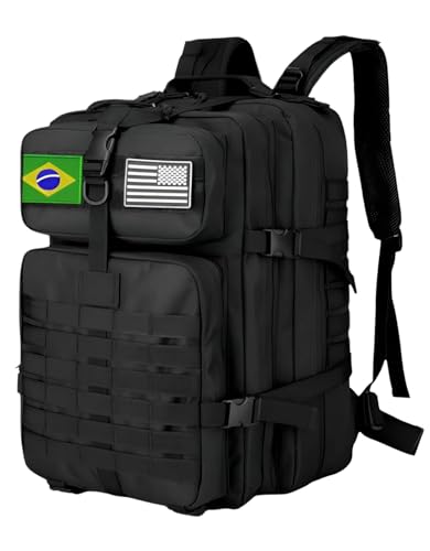 Mochila Tática Militar 50l Impermeável Reforçada Camping(Preto)