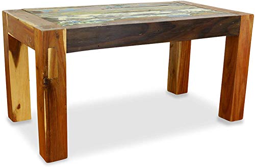 livasia Table Basse en Teck, Bois de Bateau coloré recyclé, Table d’appoint, Table de canapé, Durable et Fait Main à partir de Java, 80x40x40cm